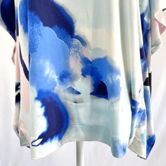 New Alfani Printed Dolman Sleeve Top Paint Profusion Blue Multicolor Size Small - Picture 7 of 16